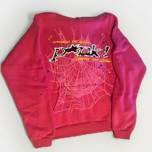 Sp5der X Young Thug large pink”punk” hoodie